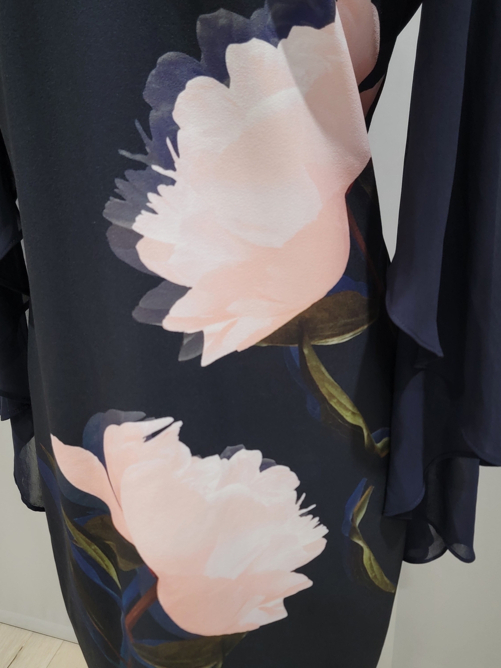 Joseph Ribkoff Navy Midi Dress with Blush Floral Detail - Picture 3 of 10